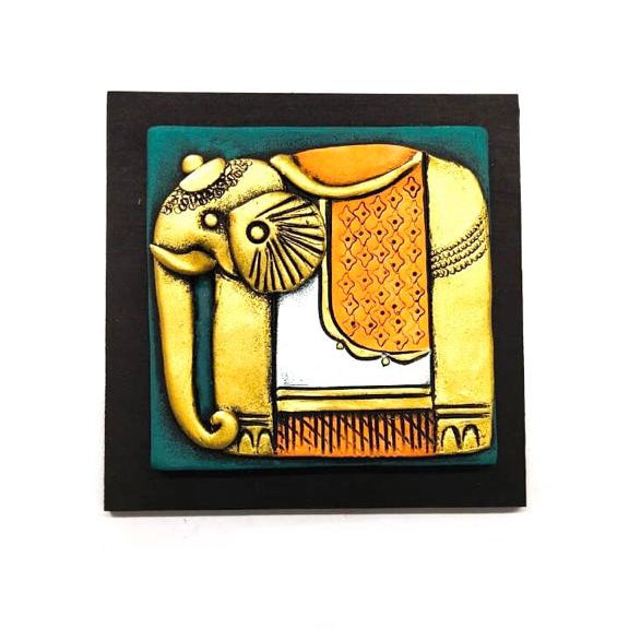 Royal Elephant Handcrafted Terracotta With MDF Set Of 4 Décor By Tamrapatra - Tamrapatra