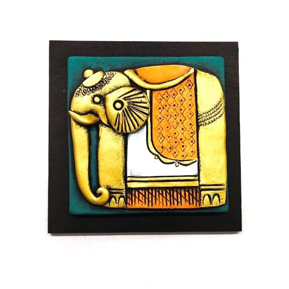 Royal Elephant Handcrafted Terracotta With MDF Set Of 4 Décor By Tamrapatra - Tamrapatra
