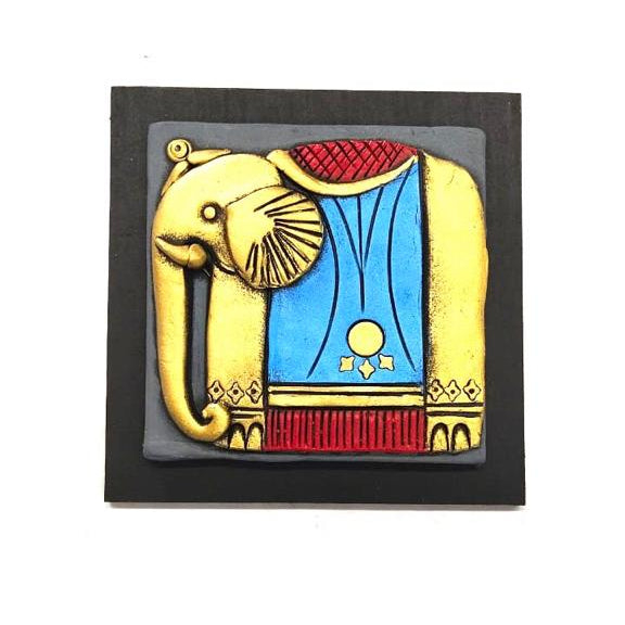 Royal Elephant Handcrafted Terracotta With MDF Set Of 4 Décor By Tamrapatra - Tamrapatra