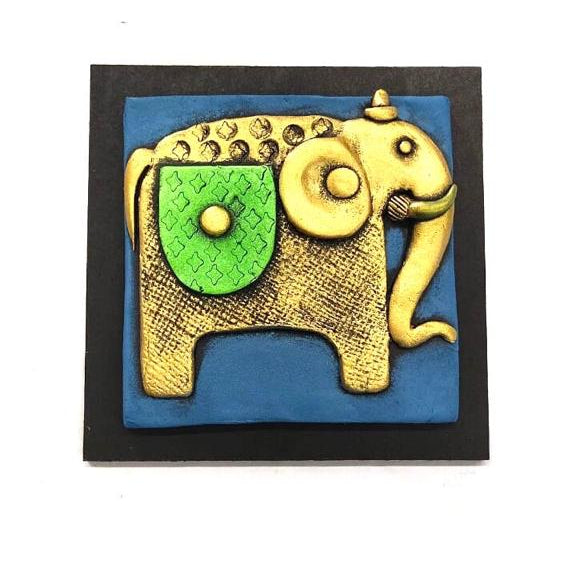 Royal Elephant Handcrafted Terracotta With MDF Set Of 4 Décor By Tamrapatra - Tamrapatra