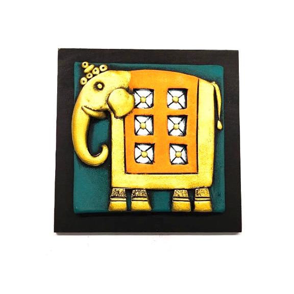 Royal Elephant Handcrafted Terracotta With MDF Set Of 4 Décor By Tamrapatra - Tamrapatra