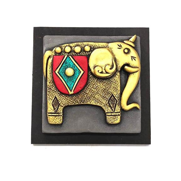 Royal Elephant Handcrafted Terracotta With MDF Set Of 4 Décor By Tamrapatra - Tamrapatra