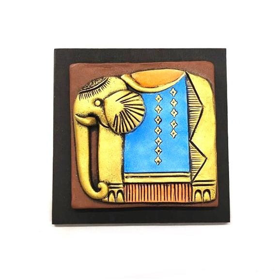 Royal Elephant Handcrafted Terracotta With MDF Set Of 4 Décor By Tamrapatra - Tamrapatra