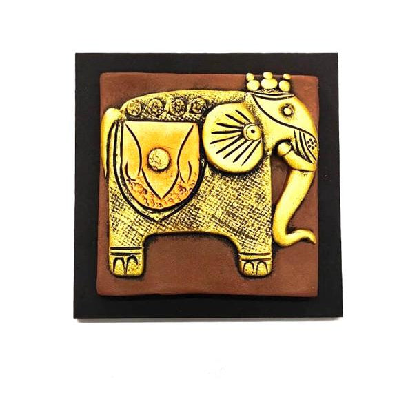 Royal Elephant Handcrafted Terracotta With MDF Set Of 4 Décor By Tamrapatra - Tamrapatra