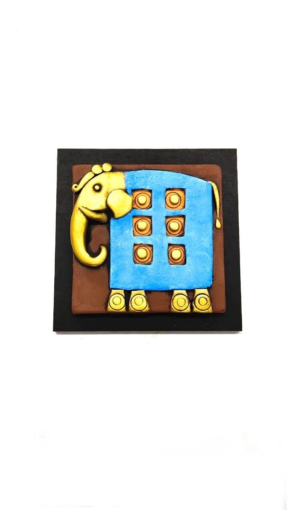 Royal Elephant Handcrafted Terracotta With MDF Set Of 4 Décor By Tamrapatra - Tamrapatra