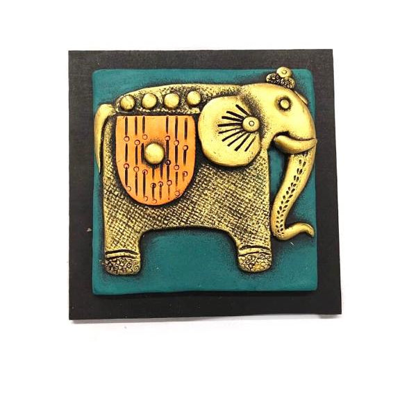 Royal Elephant Handcrafted Terracotta With MDF Set Of 4 Décor By Tamrapatra - Tamrapatra