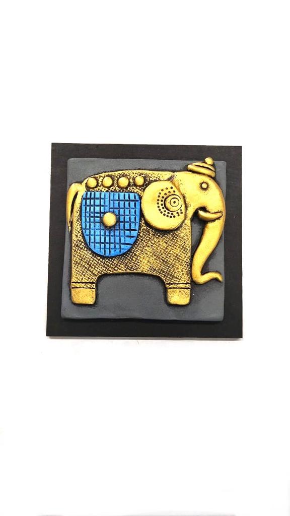 Royal Elephant Handcrafted Terracotta With MDF Set Of 4 Décor By Tamrapatra - Tamrapatra