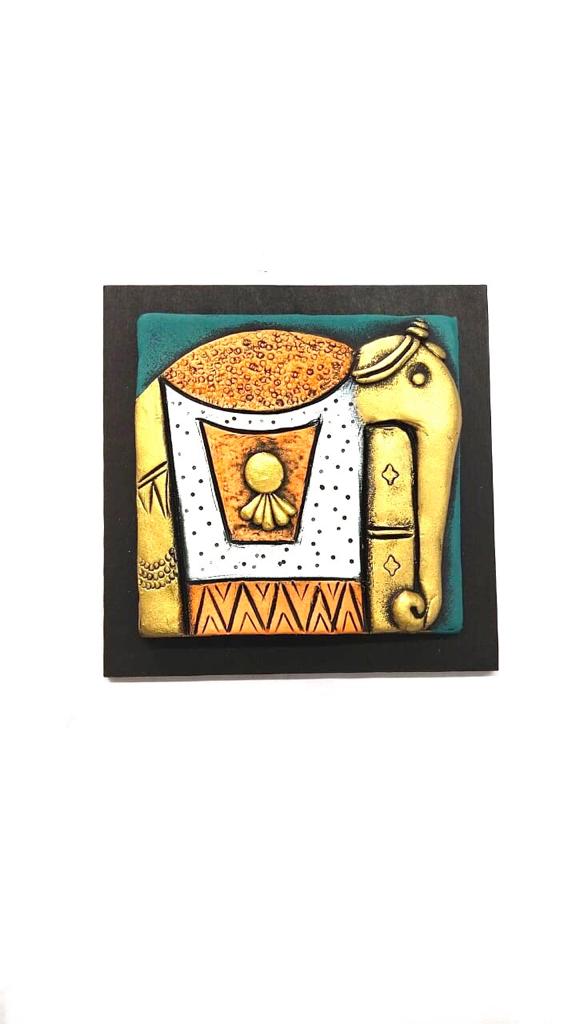 Royal Elephant Handcrafted Terracotta With MDF Set Of 4 Décor By Tamrapatra - Tamrapatra