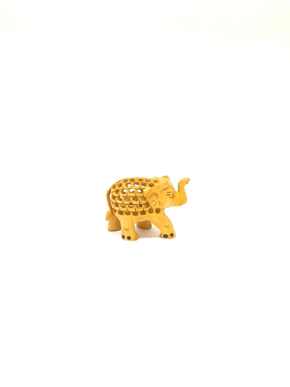 Carving Wooden Elephants With Enamel Paint Fine Artistic From Tamrapatra