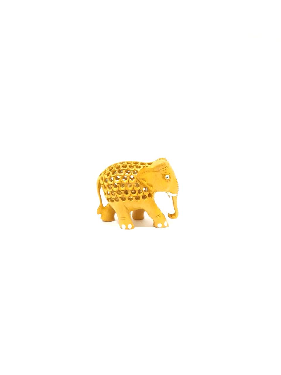 Carving Wooden Elephants With Enamel Paint Fine Artistic From Tamrapatra