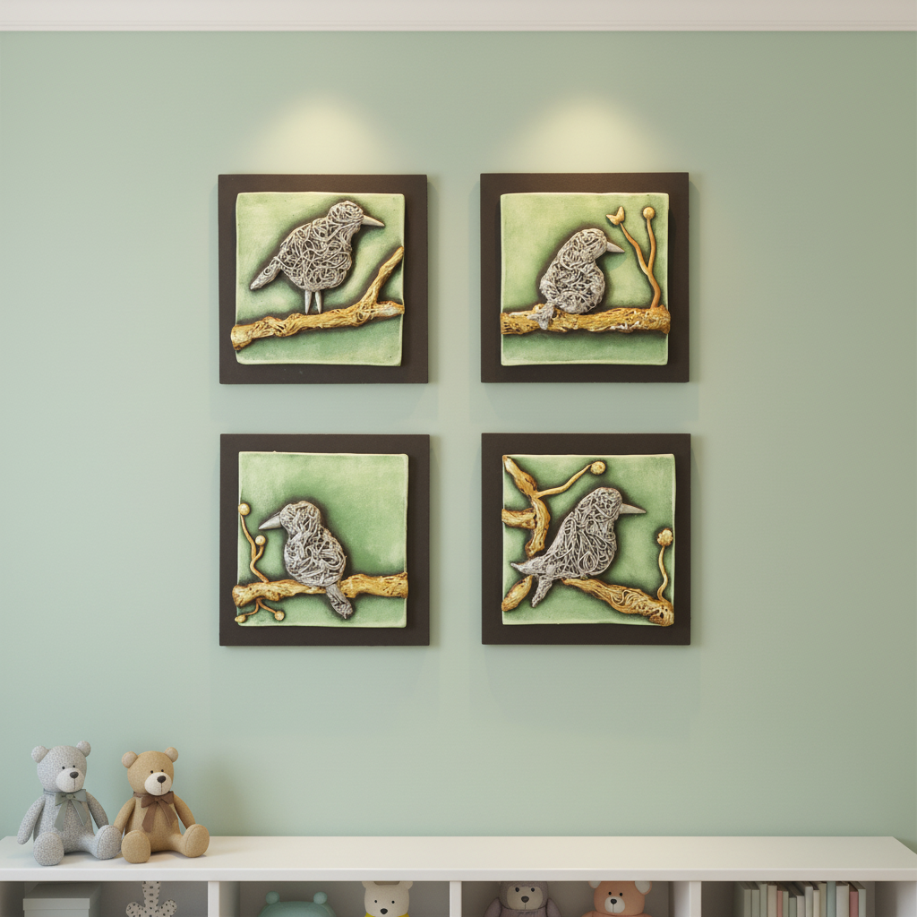 Birds Theme Wall Art Handmade Terracotta Unique Artwork From Tamrapatra - Tamrapatra