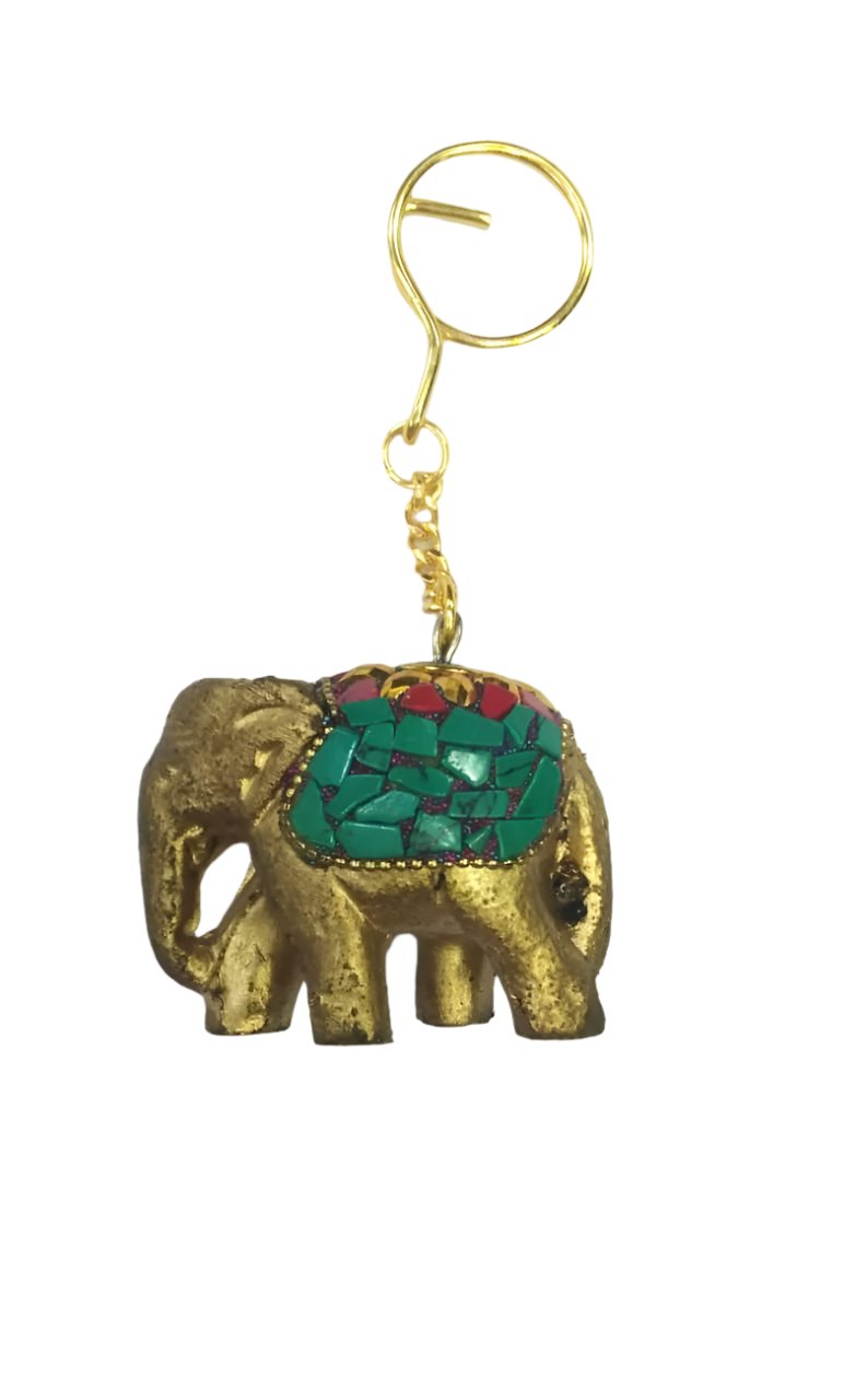 Elephant Hand Painted Keychain Various Beautiful Shades Indian Souvenir Tamrapatra