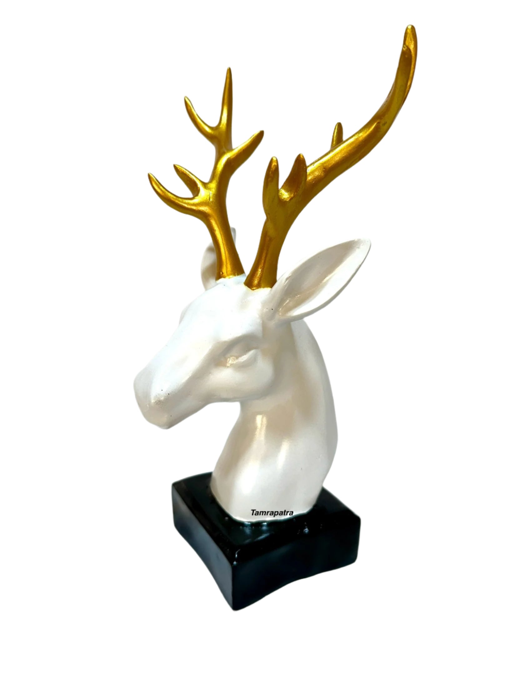 Premium White Deer With Golden Antlers Face Home Decor Artefacts By Tamrapatra