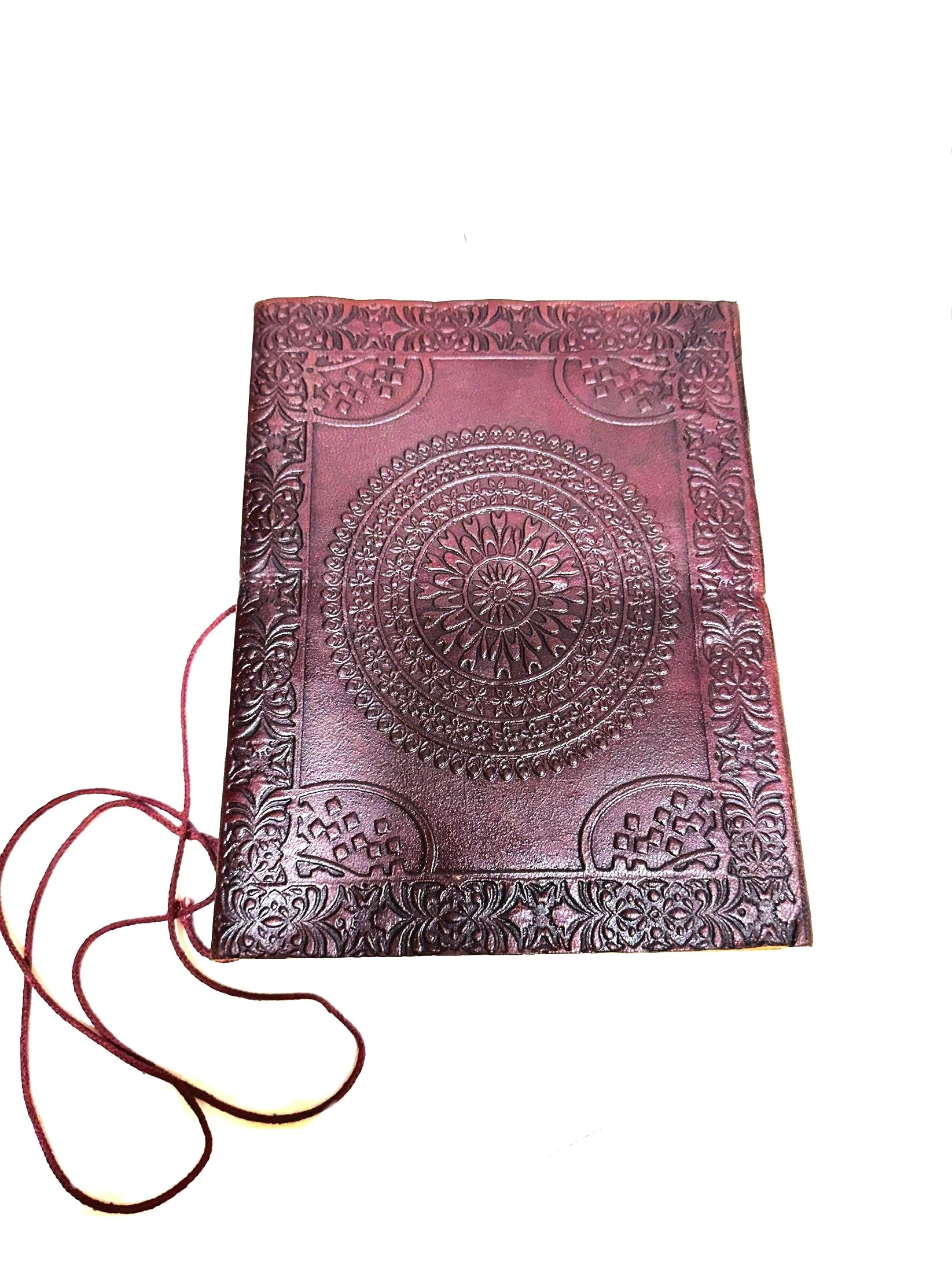 Leather Stitched Notebook Diary With Handmade Recycled Paper Tamrapatra