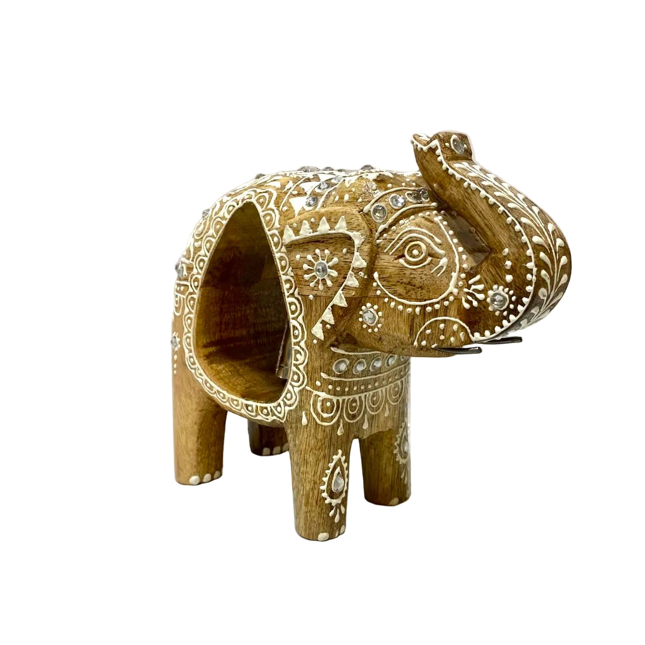 Metallic Bell Wooden Elephant Painted Natural Handcrafted Ideas From Tamrapatra - Tamrapatra