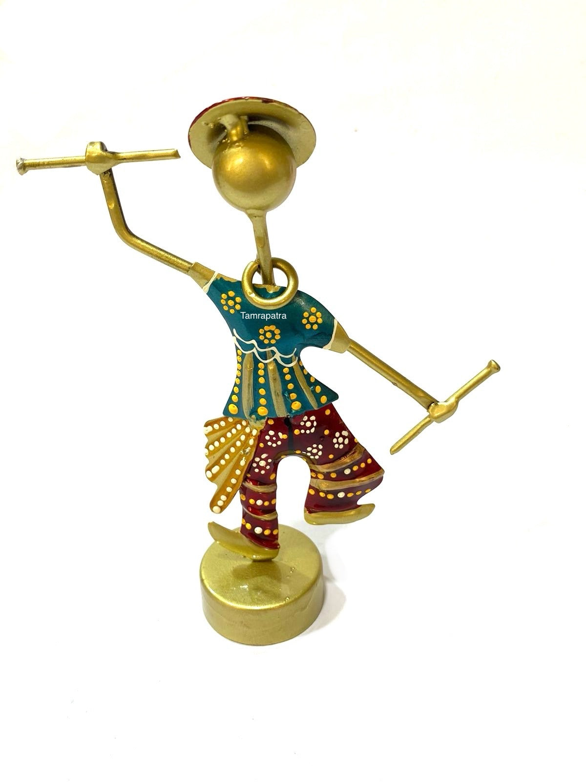 Gujarat Style Folk Dancers Set Metal Classic Display Showpiece Tamrapatra