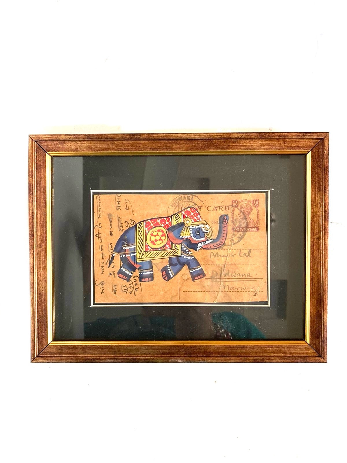 Elephant Hand Painted On Post Card Wall Hangings Exclusively From Tamrapatra