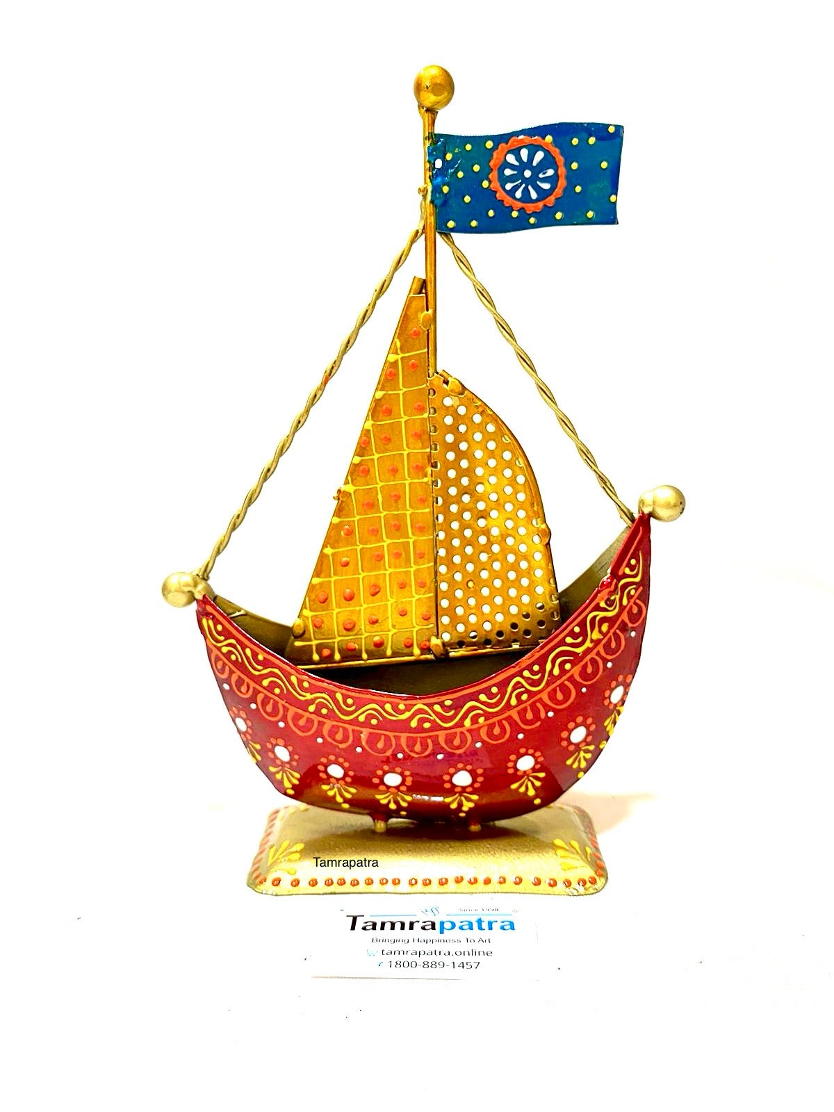 Boat Multicolor Hand Painted Traditionally Utility Pen Stand By Tamrapatra