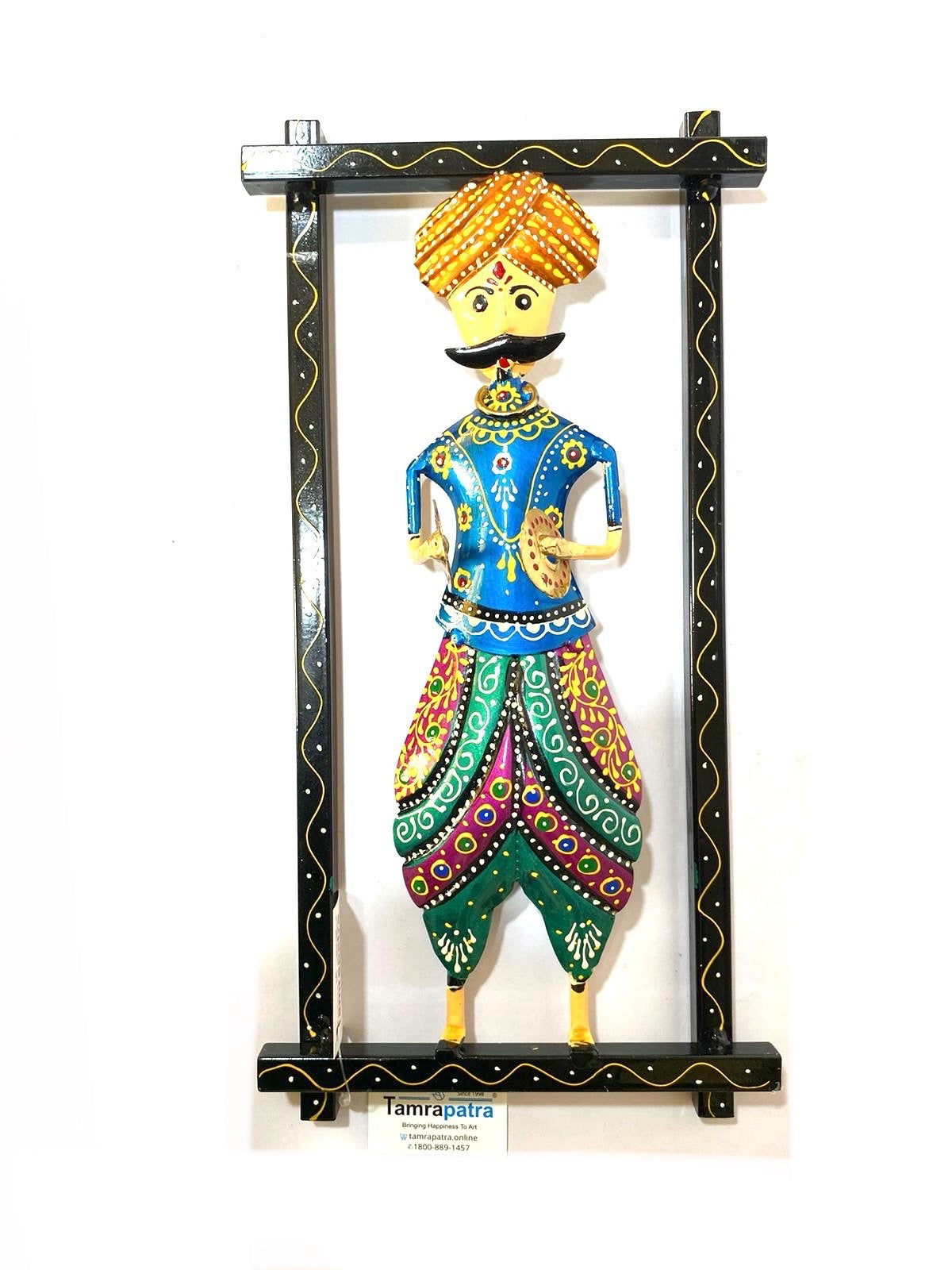 Turban Wearing Musician Indian Attire Traditional Theme Wall Art From Tamrapatra