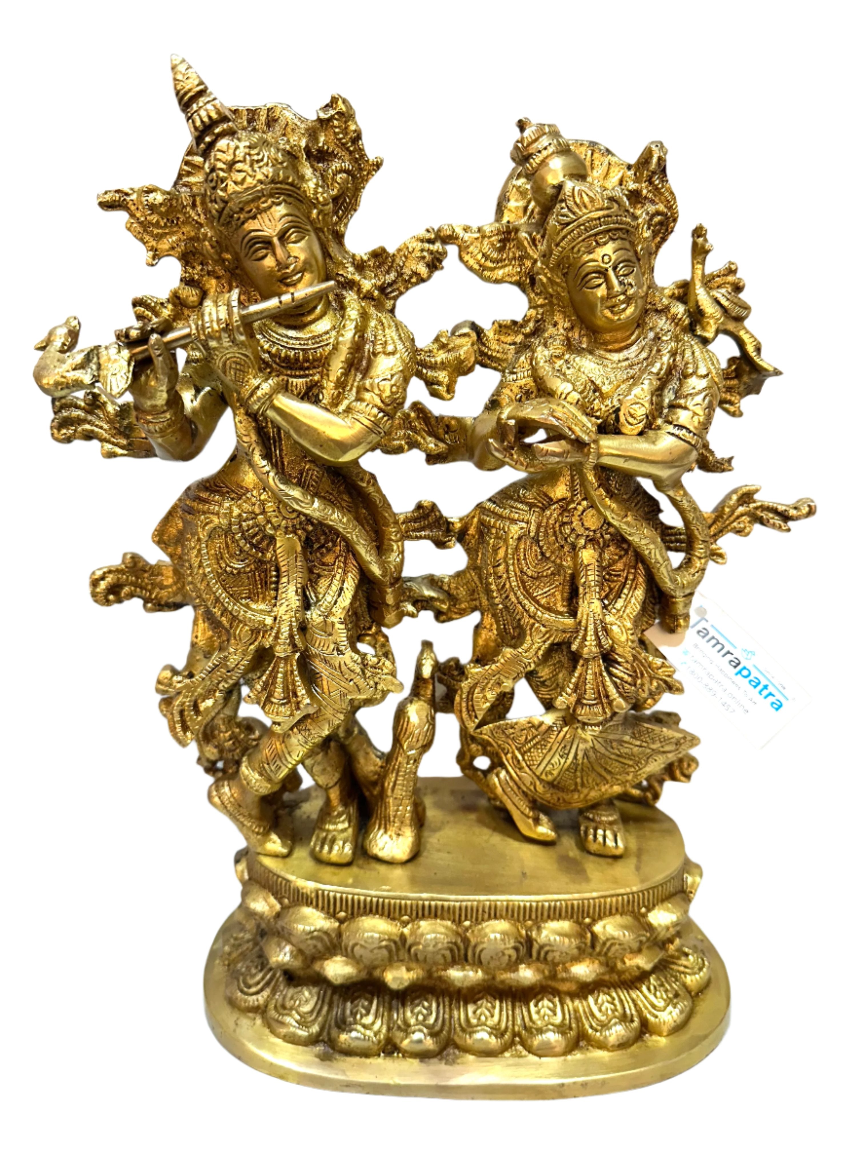 Radha Krishna Brass Idols Statue Religious Artwork Exclusive Crafts From Tamrapatra