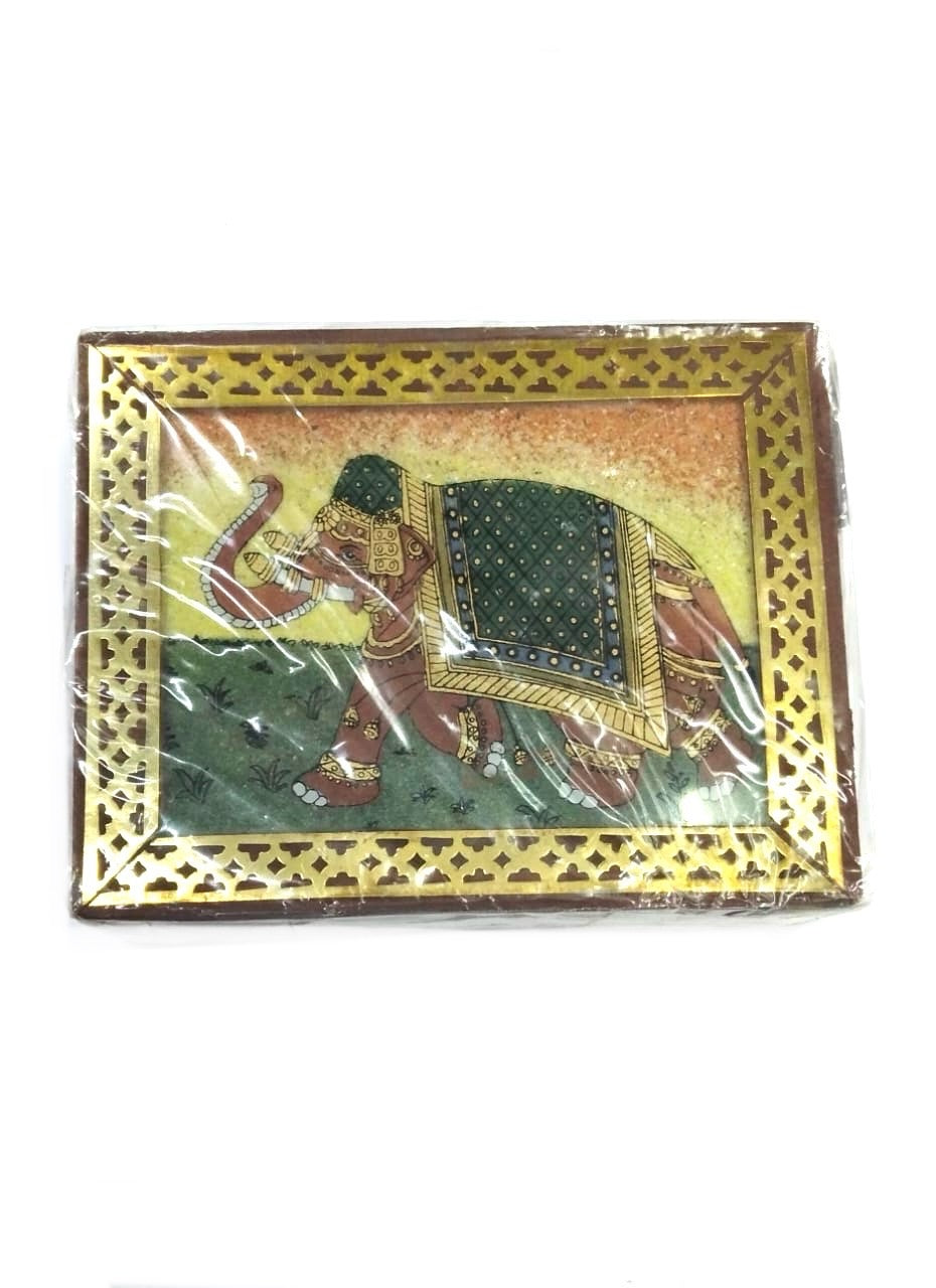 Mini Gemstones Artwork On Wooden Box Handmade In India By Tamrapatra