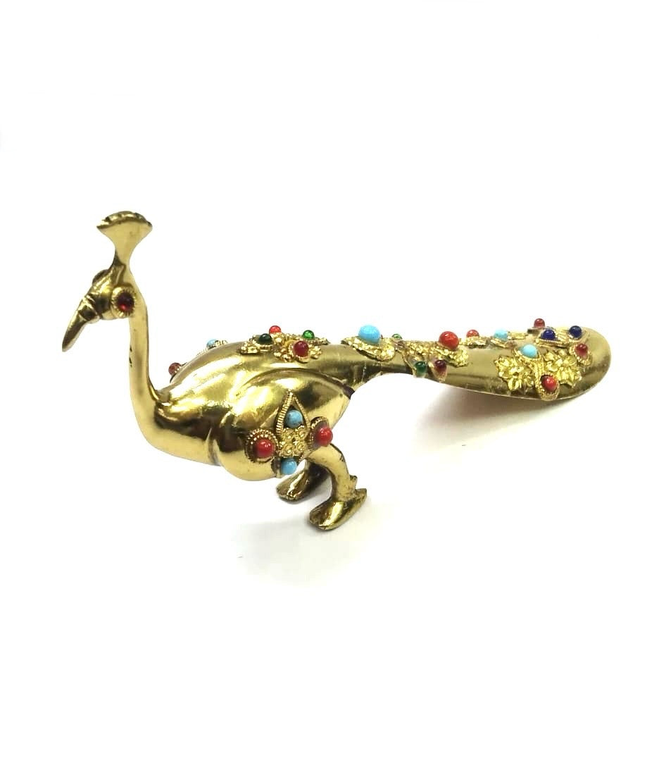 Brass Stone Peacock Splendid Artefacts For Decoration Gifts From Tamrapatra