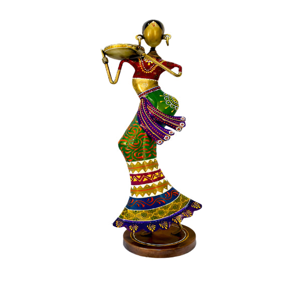 Majestic Lady Performer In Traditional Indian Attire Metal Décor By Tamrapatra