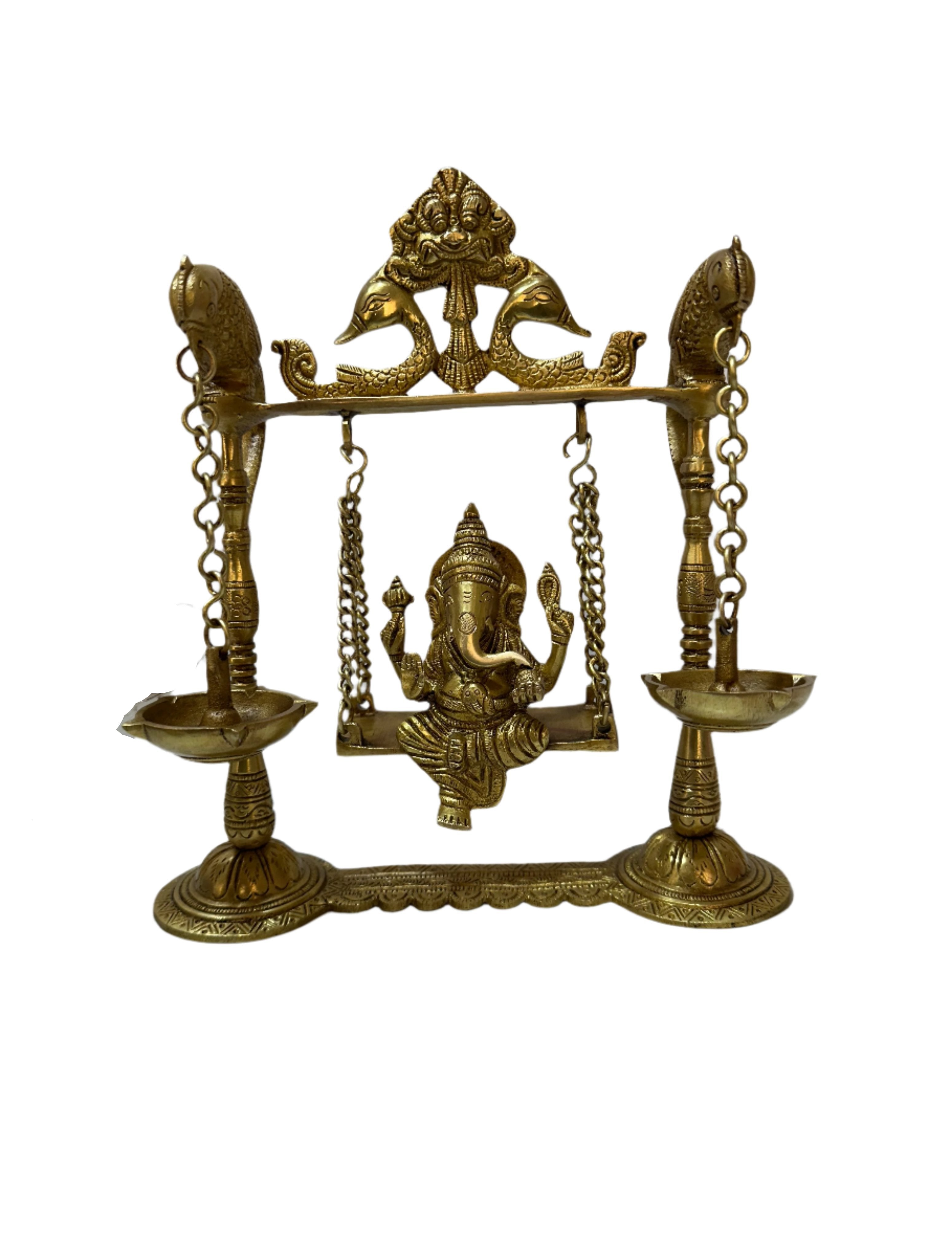 Ganesh On Swing Brass High Quality Fine Carving Limited Stock At Tamrapatra