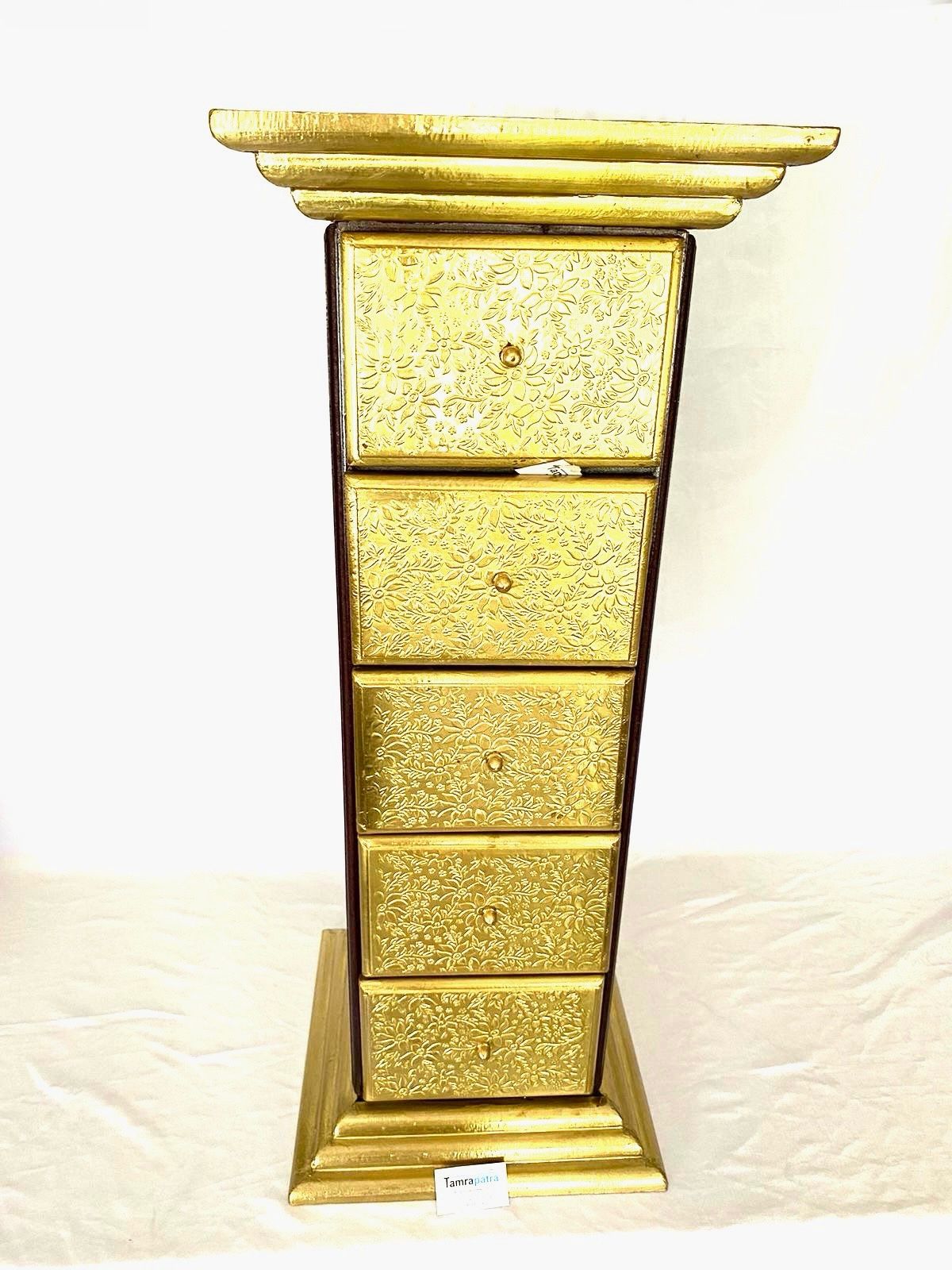 Antique Brass Table With Drawers Furniture Corner With Storage From Tamrapatra