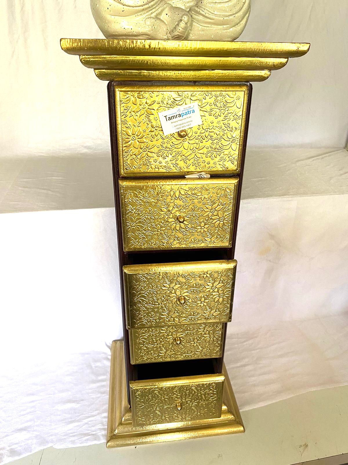 Antique Brass Table With Drawers Furniture Corner With Storage From Tamrapatra