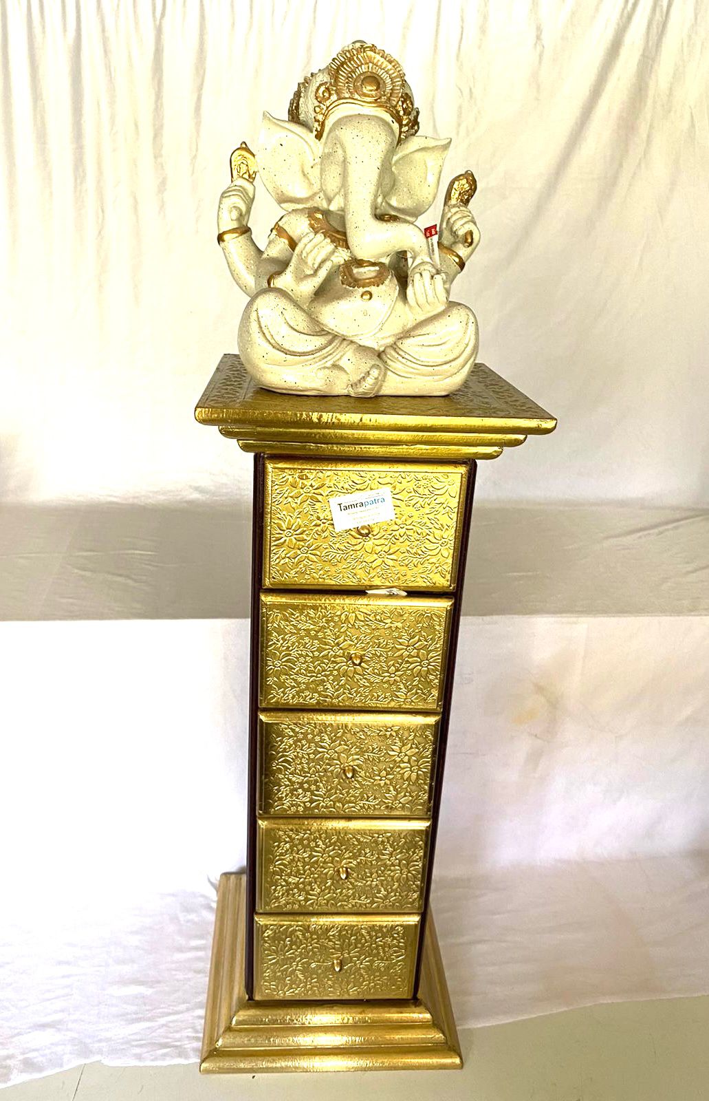 Antique Brass Table With Drawers Furniture Corner With Storage From Tamrapatra