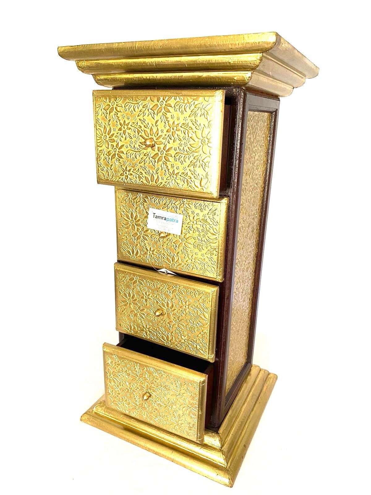 Antique Brass Table With Drawers Furniture Corner With Storage From Tamrapatra