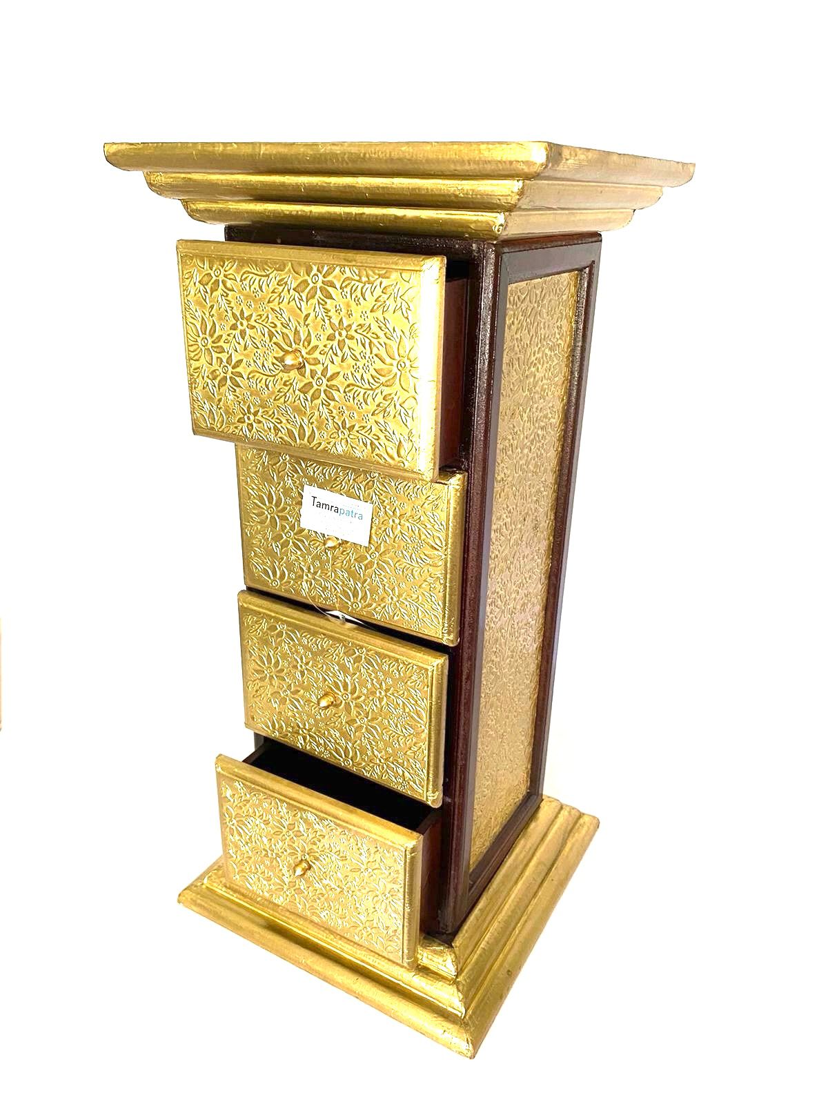 Antique Brass Table With Drawers Furniture Corner With Storage From Tamrapatra