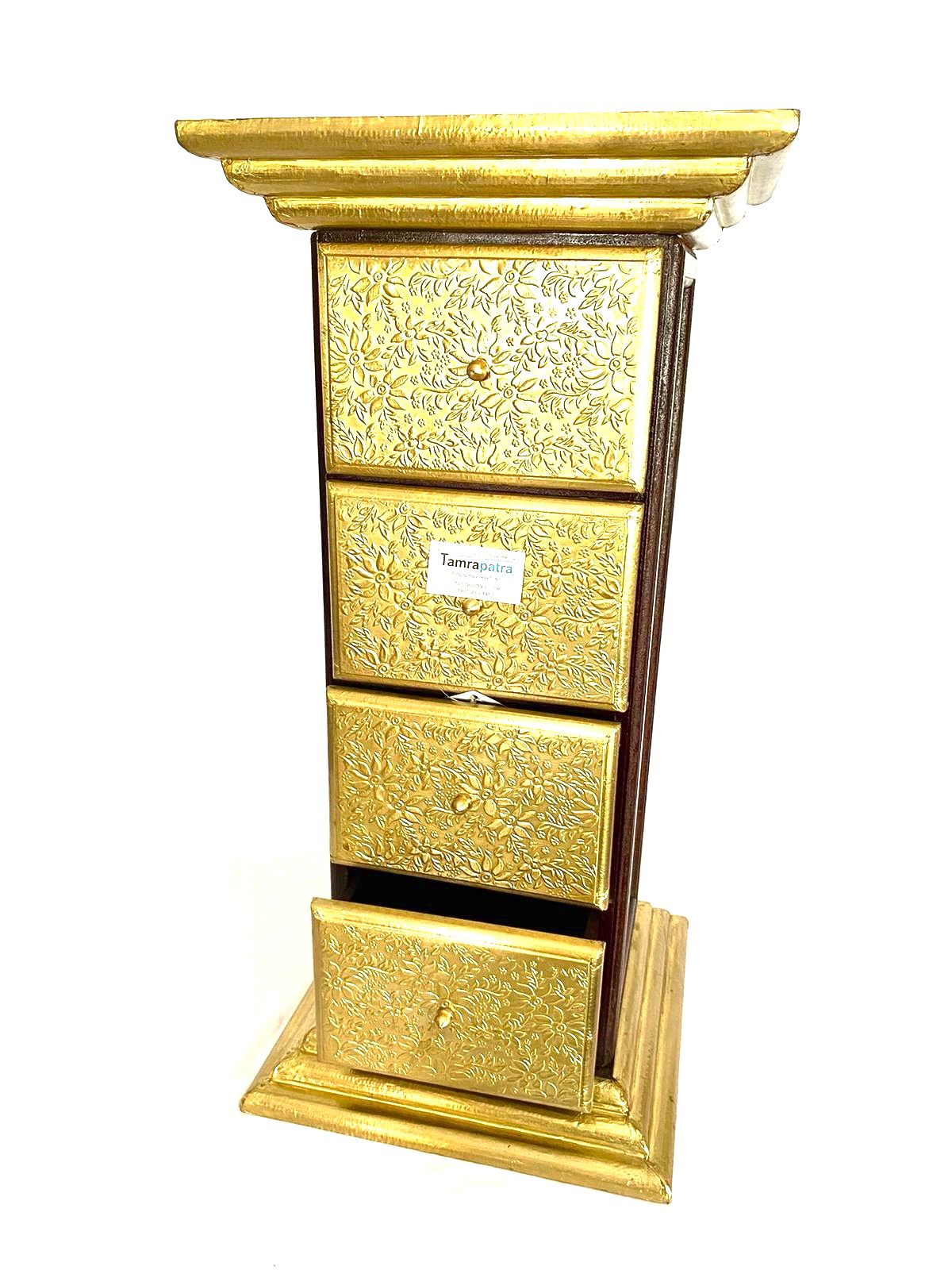 Antique Brass Table With Drawers Furniture Corner With Storage From Tamrapatra