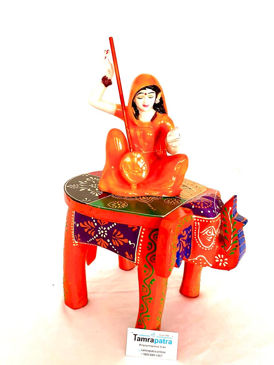 Multicolor Traditional Elephant Stool For Decoration & Sitting From Tamrapatra