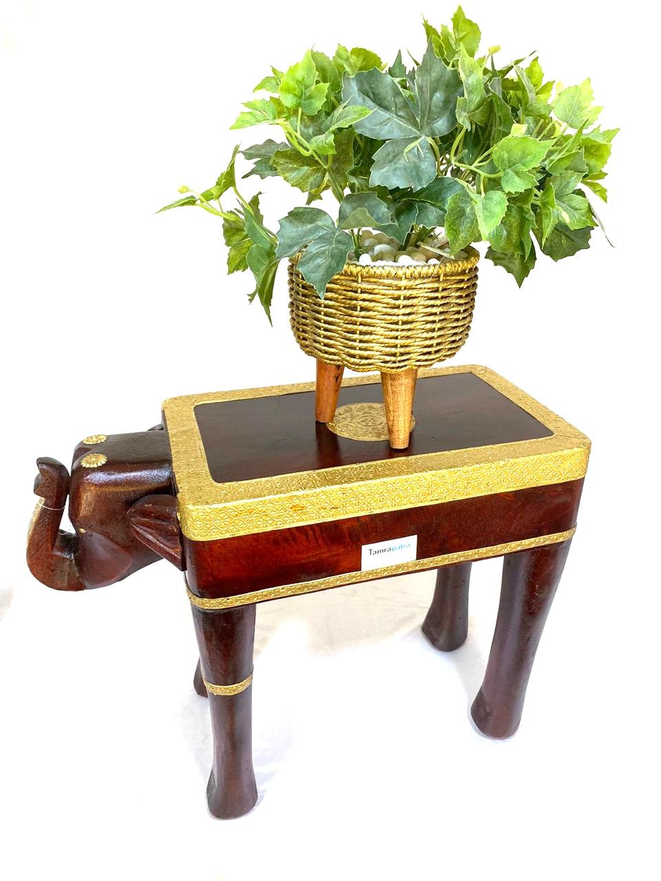 Elephant Brass Fitted Wooden Furniture Home Decor Best Collection By Tamrapatra