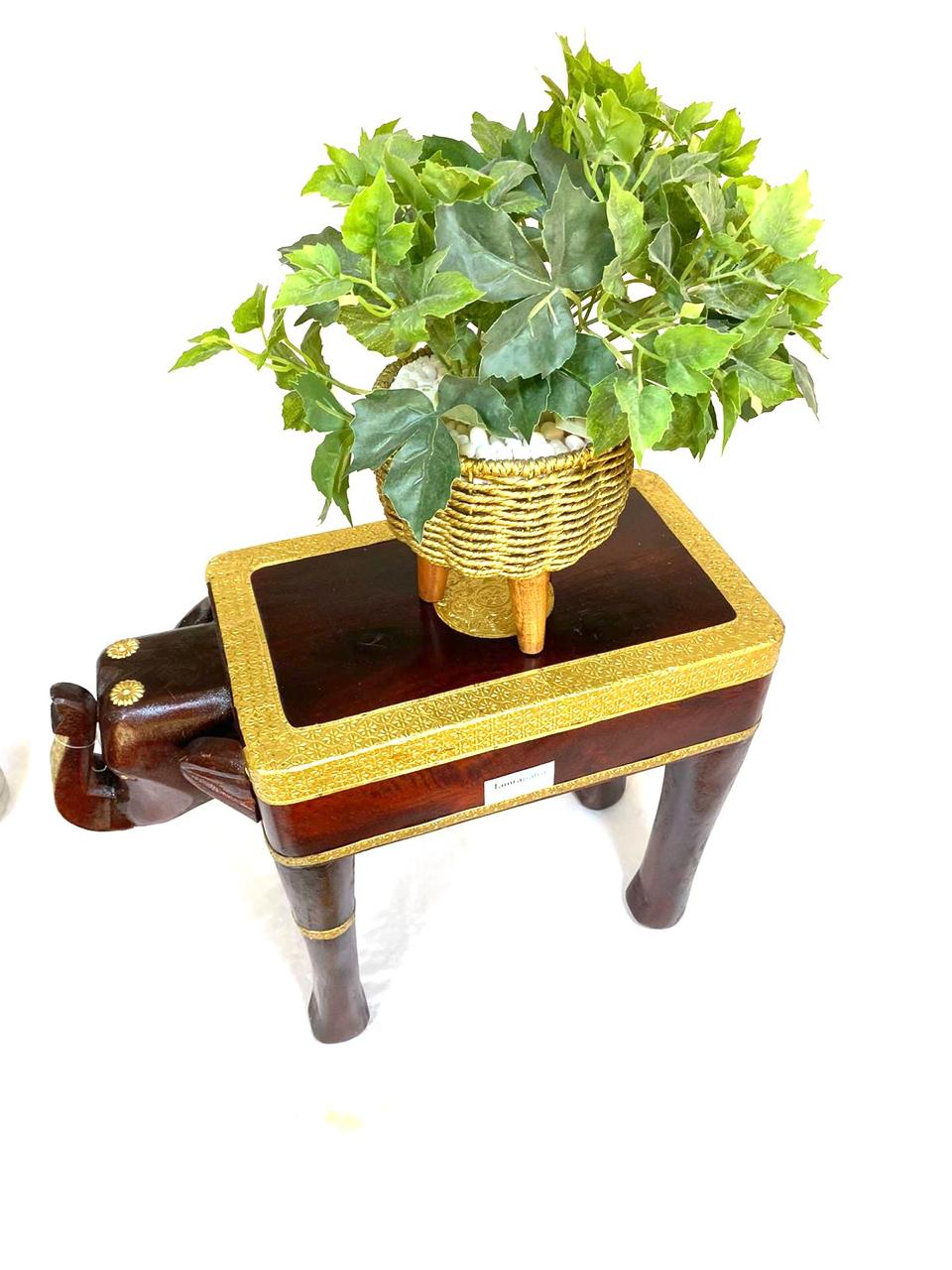 Elephant Brass Fitted Wooden Furniture Home Decor Best Collection By Tamrapatra