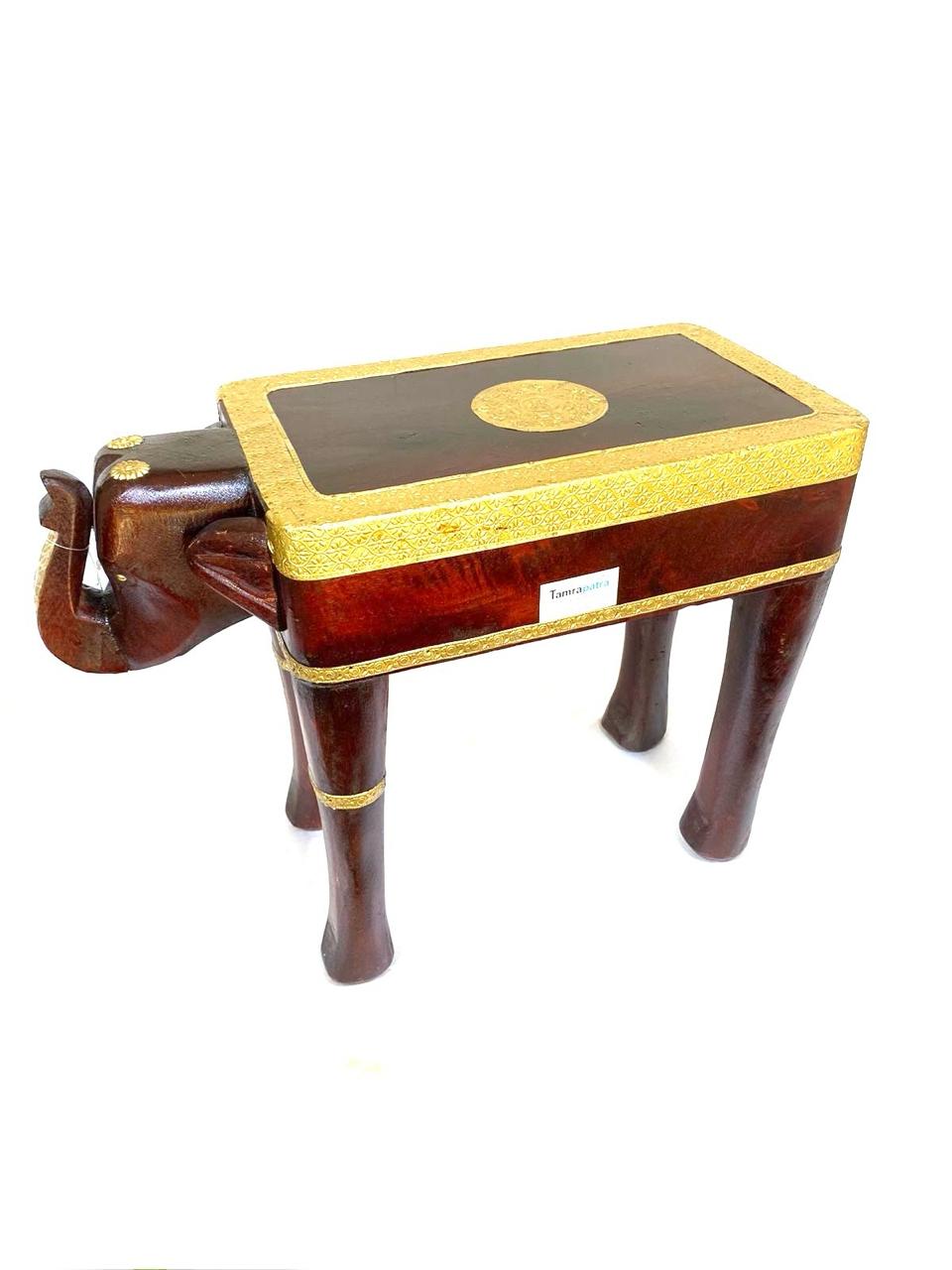 Elephant Brass Fitted Wooden Furniture Home Decor Best Collection By Tamrapatra