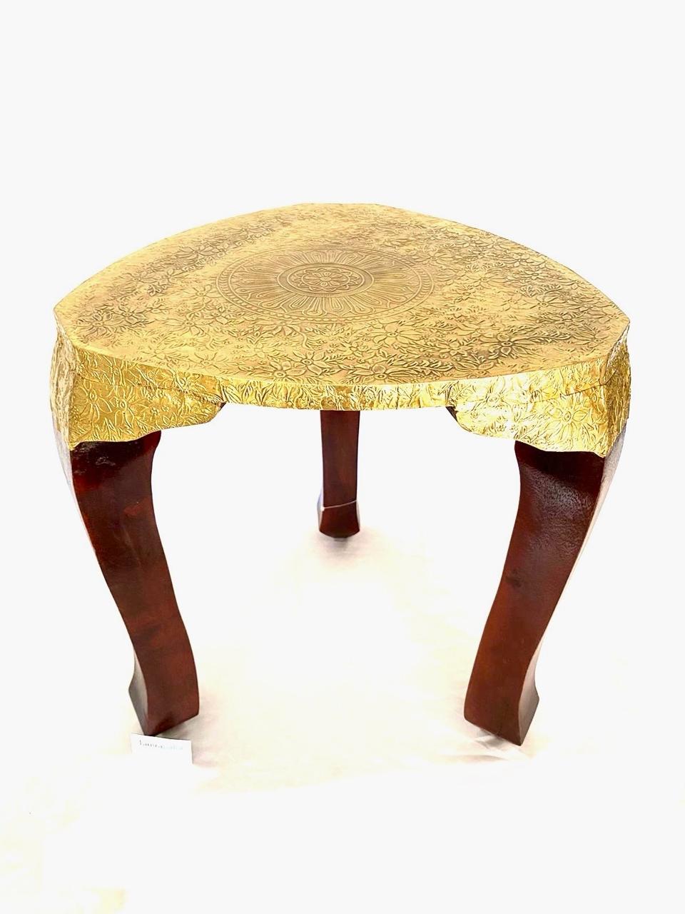 Square Brass Fitted Handcrafted Furniture Stool Excellent Collection From Tamrapatra