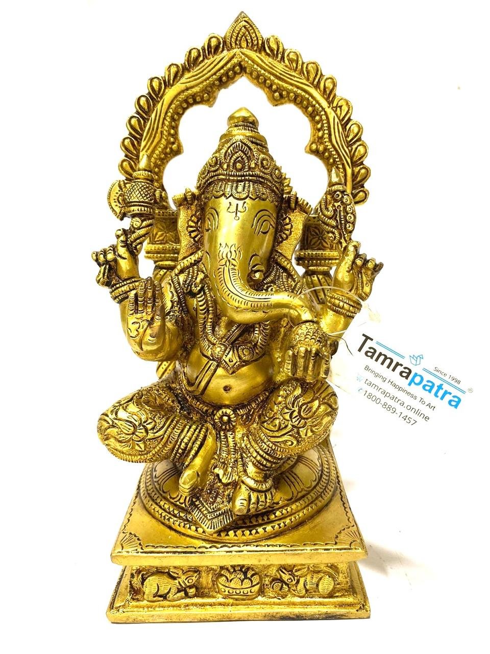 Lord Ganesha Brass Idol Artware Wonderous Craftmanship Religious By Tamrapatra