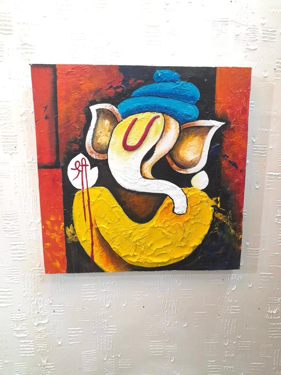 Ganesh Canvas Painting In Various Designs Artwork Spiritual Collection By Tamrapatra