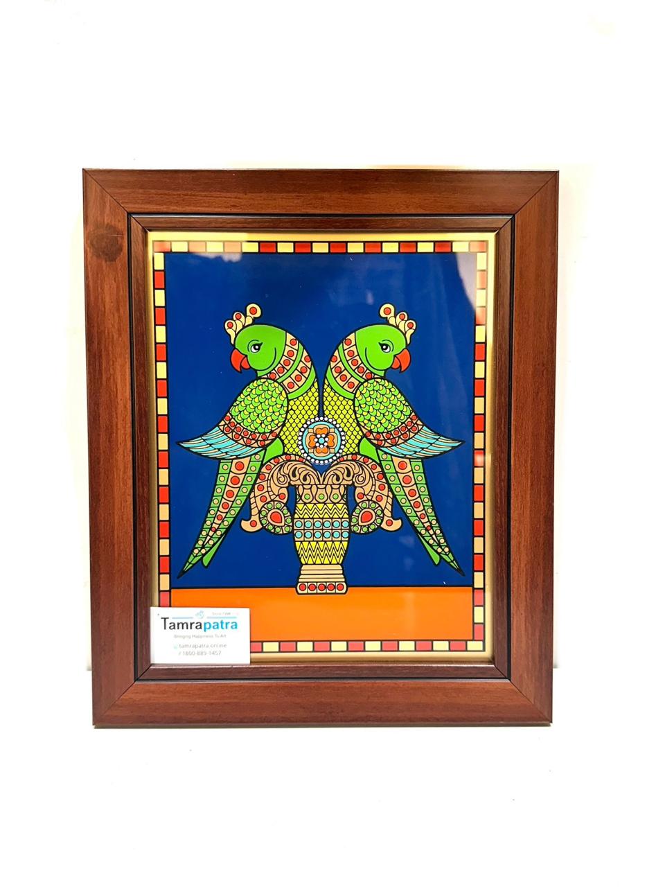 Birds Theme Tanjore Reverse Glass Paintings Frame In Various Designs By Tamrapatra