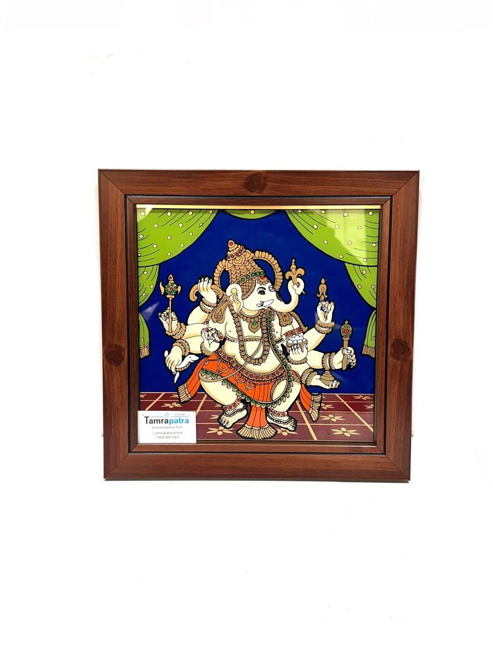 Ganesha Tanjore Reverse Glass Painting Wall Frame Home Décor By Tamrapatra