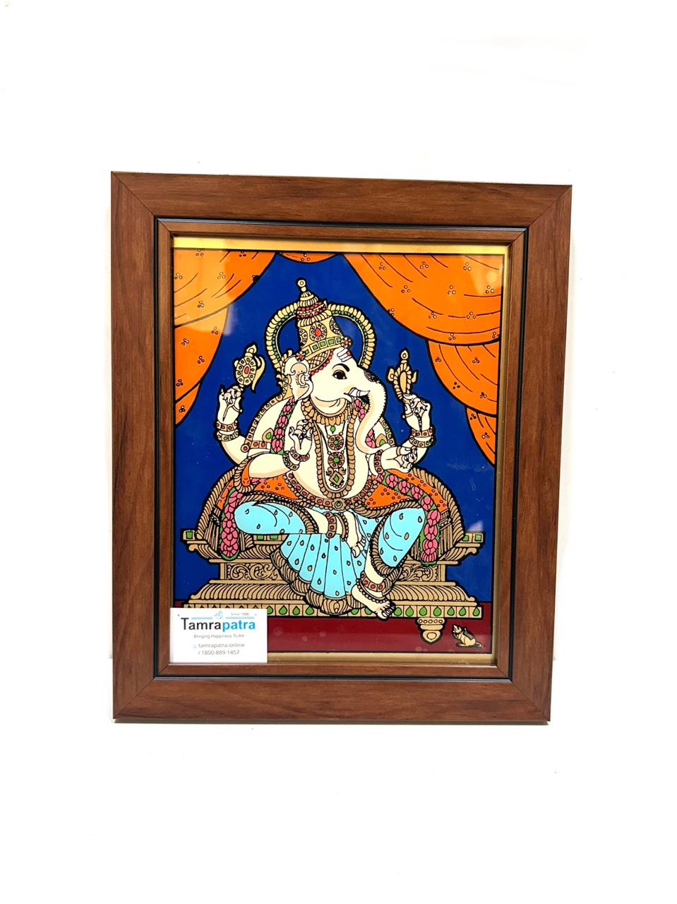 Ganesha Tanjore Reverse Glass Painting Wall Frame Home Décor By Tamrapatra