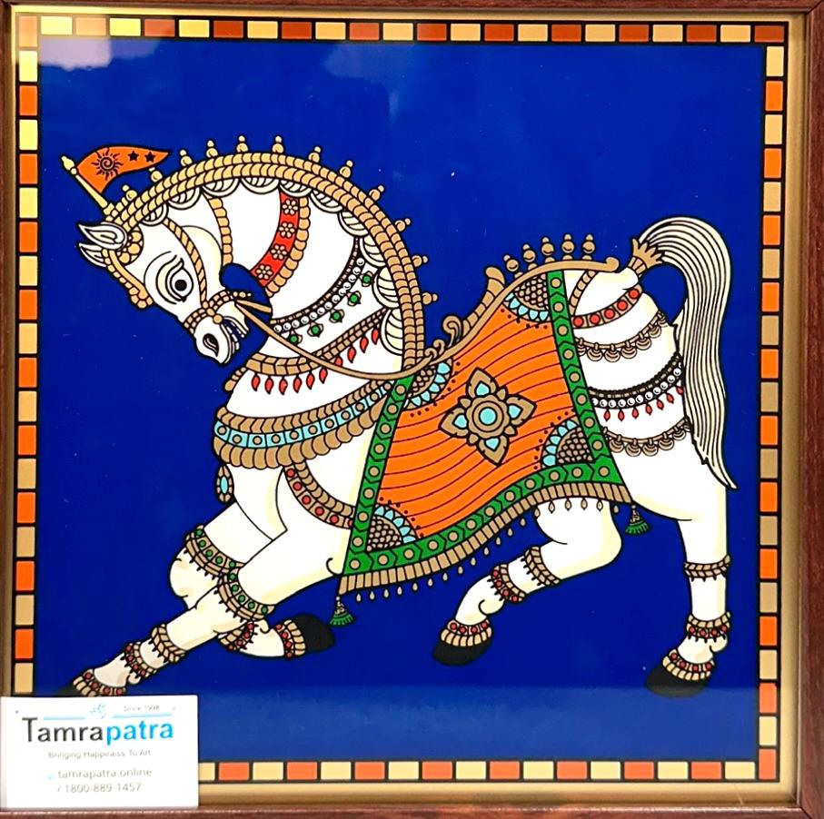 Horse Painting In Reverse Glass Traditional Tanjore Art Frames From Tamrapatra