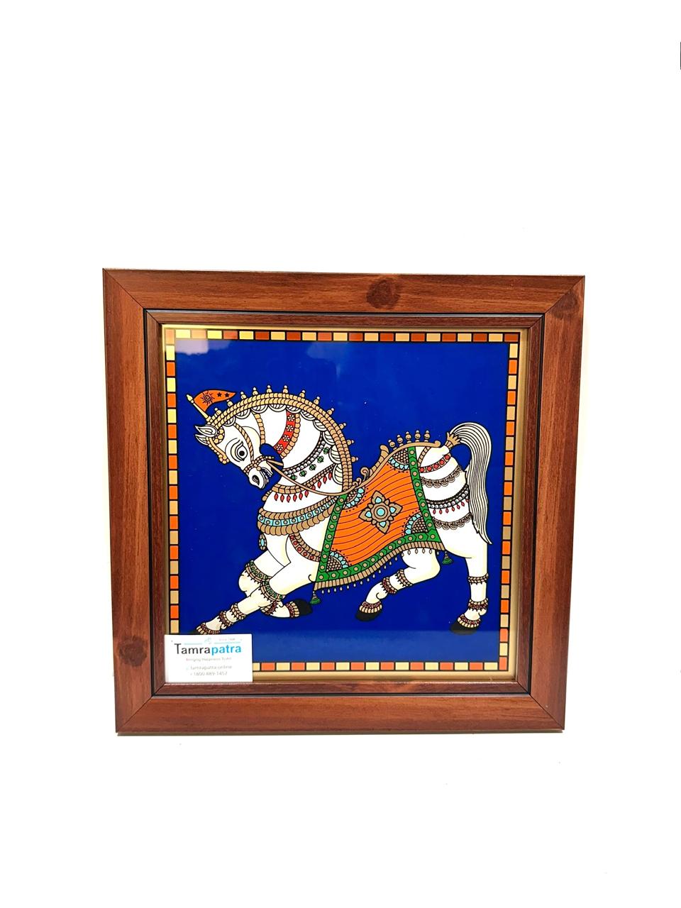 Horse Painting In Reverse Glass Traditional Tanjore Art Frames From Tamrapatra