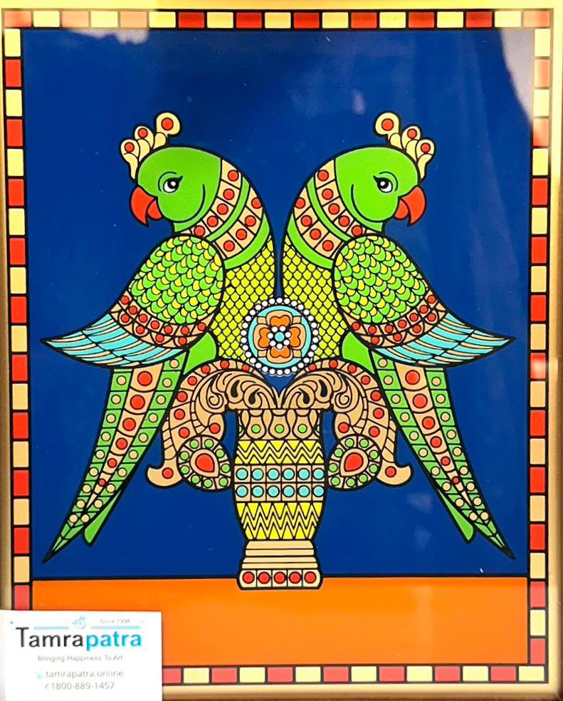 Birds Theme Tanjore Reverse Glass Paintings Frame In Various Designs By Tamrapatra