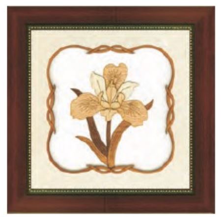 Iris Flower Wall Frame With Wooden Carving Handmade Unique 3D Art By Tamrapatra