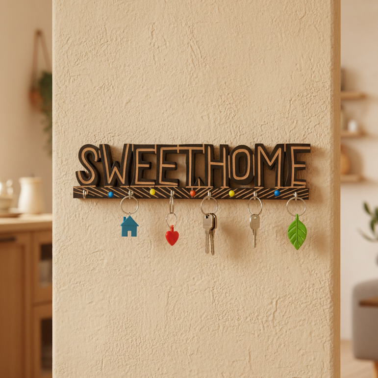 Sweet Home Wooden Carved Key Holders Utility Decoration Gifts By Tamrapatra - Tamrapatra