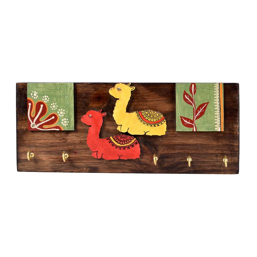 Alpaca Theme Based Key Hanger Wooden Craftsmanship Collectible By Tamrapatra